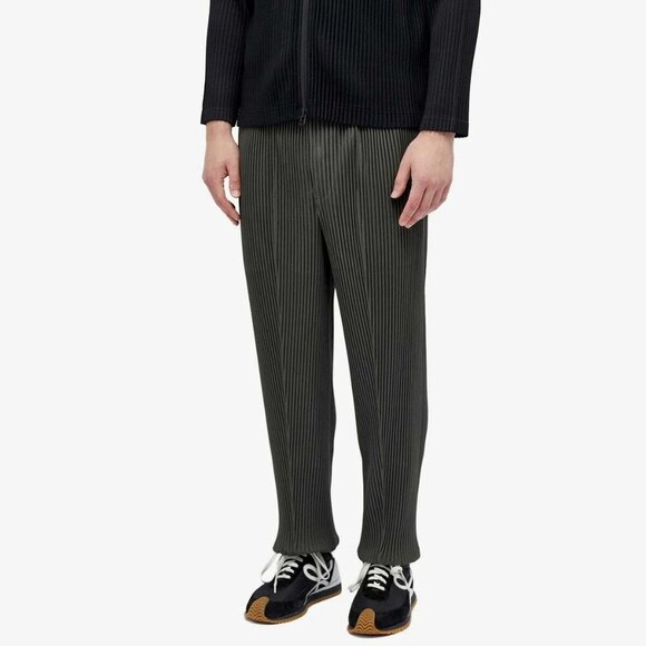 Homme Plisse Issey Miyake Pleated Slim Leg Pant Size 2 S Mens Dark Green $519 - Picture 1 of 14